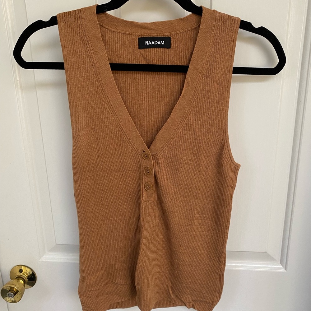 Naadam silk/cashmere rib tank in honey brown